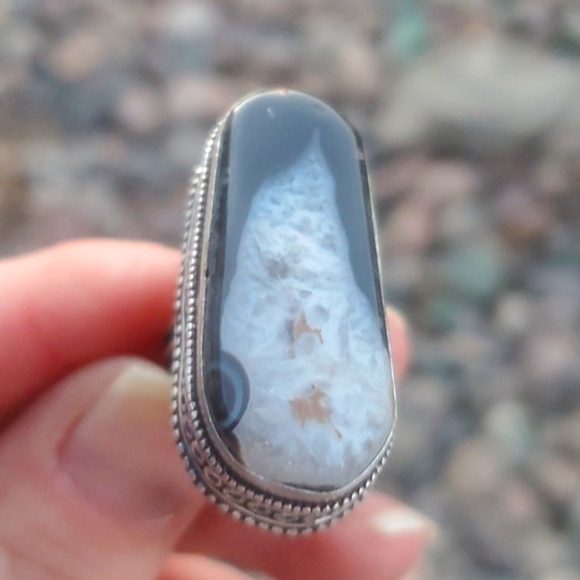 New Oversized Solar Quartz Agate 925 Silver Ring. - Picture 14 of 16